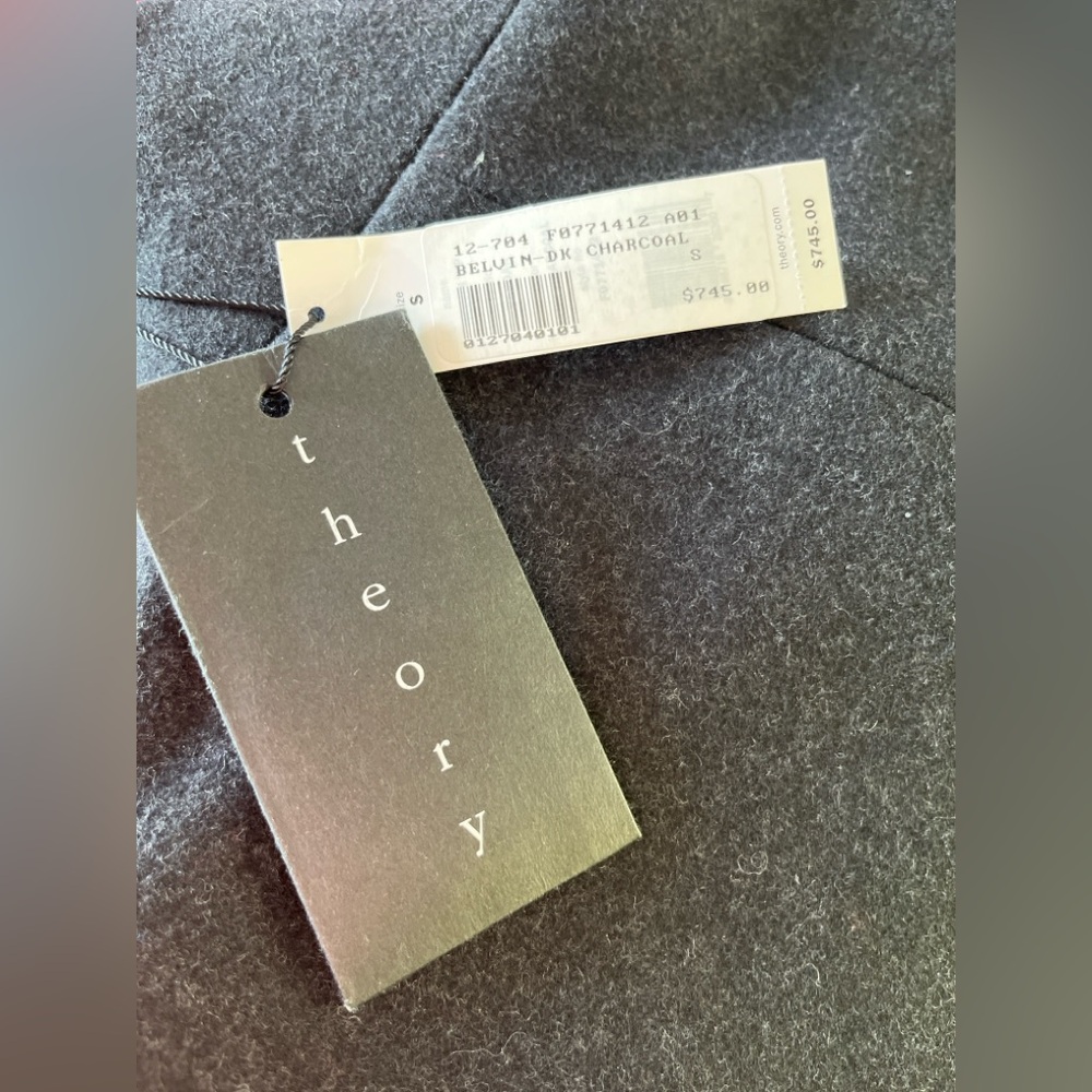 Theory Belvin Melton-Textured Wool-Blend Coat - Dark Charcoal - Small - Picture 3 of 10